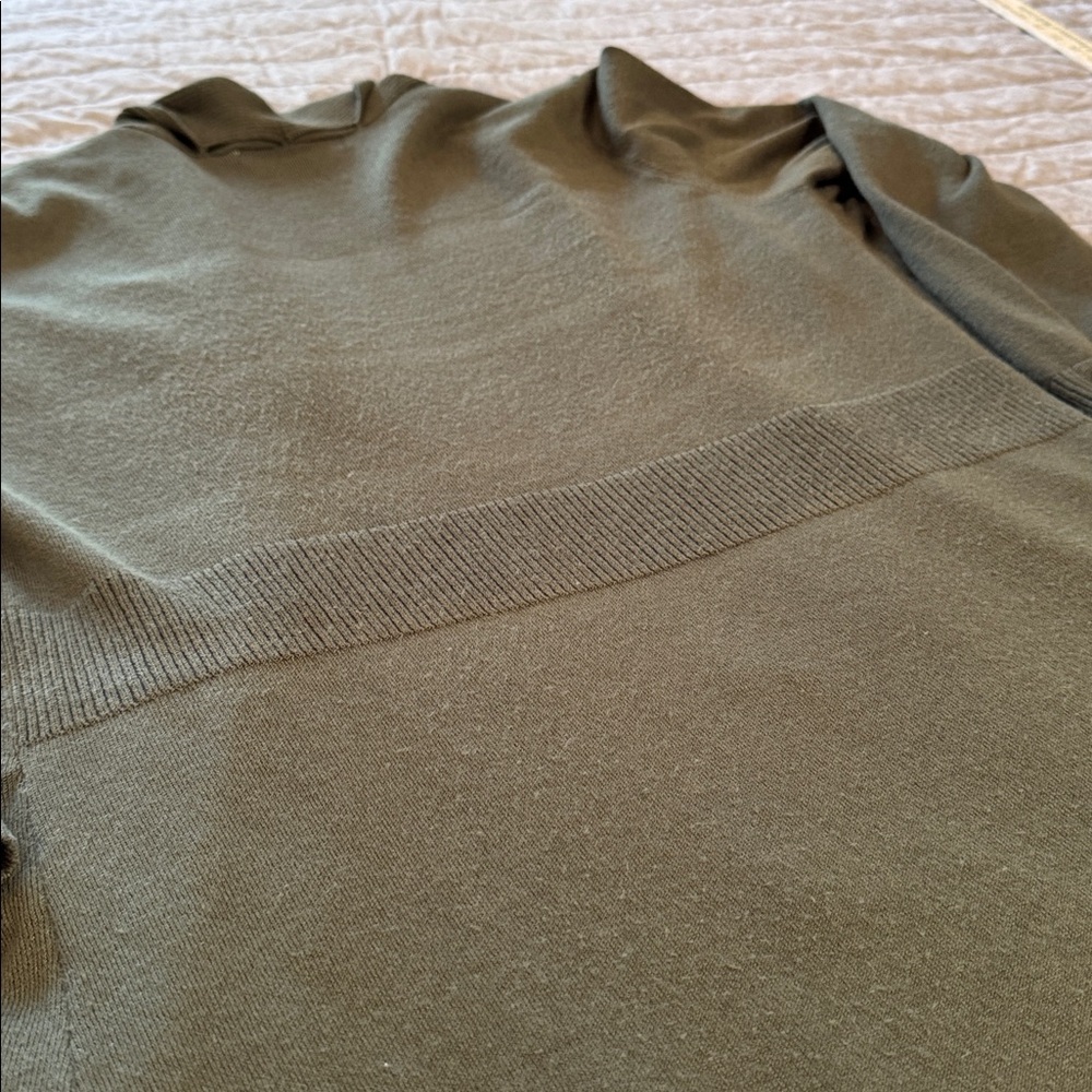Long Open-Front Cardigan; olive green size large - Picture 10 of 11